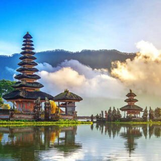 Ulun Danu Beratan Temple floating on Lake Beratan in Bedugul, Bali