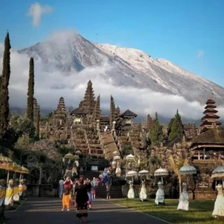 Besakih Temple, the Mother Temple of Bali, with Mount Agung in the background